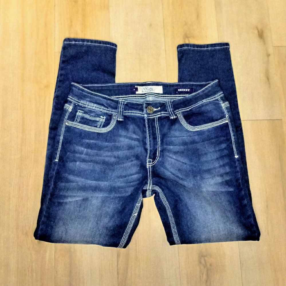 VGS Skinny Jeans Flap Pocket Thick Stitch Sz 10